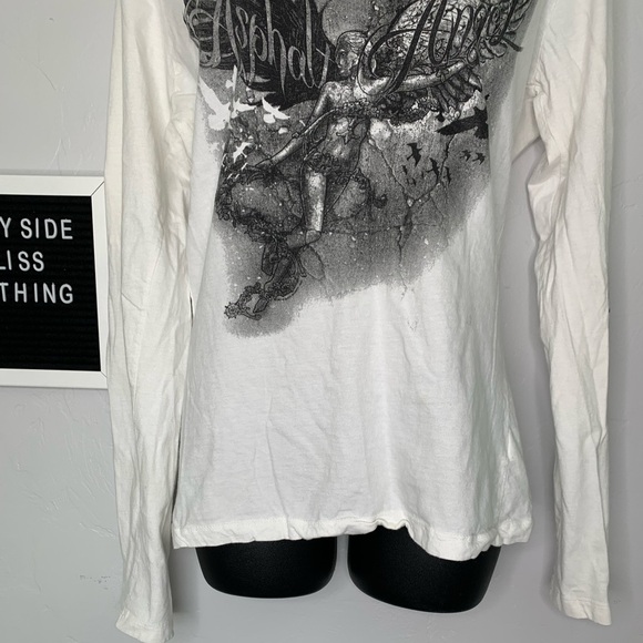 Hot Leather White Long Sleeve Asphalt Angle Gray Graphic Shirt Size 2XL - Picture 2 of 16